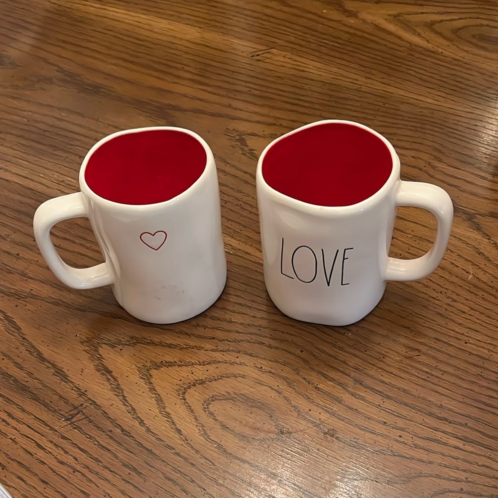 Rae Dunn White‎ and Red Love Mugs